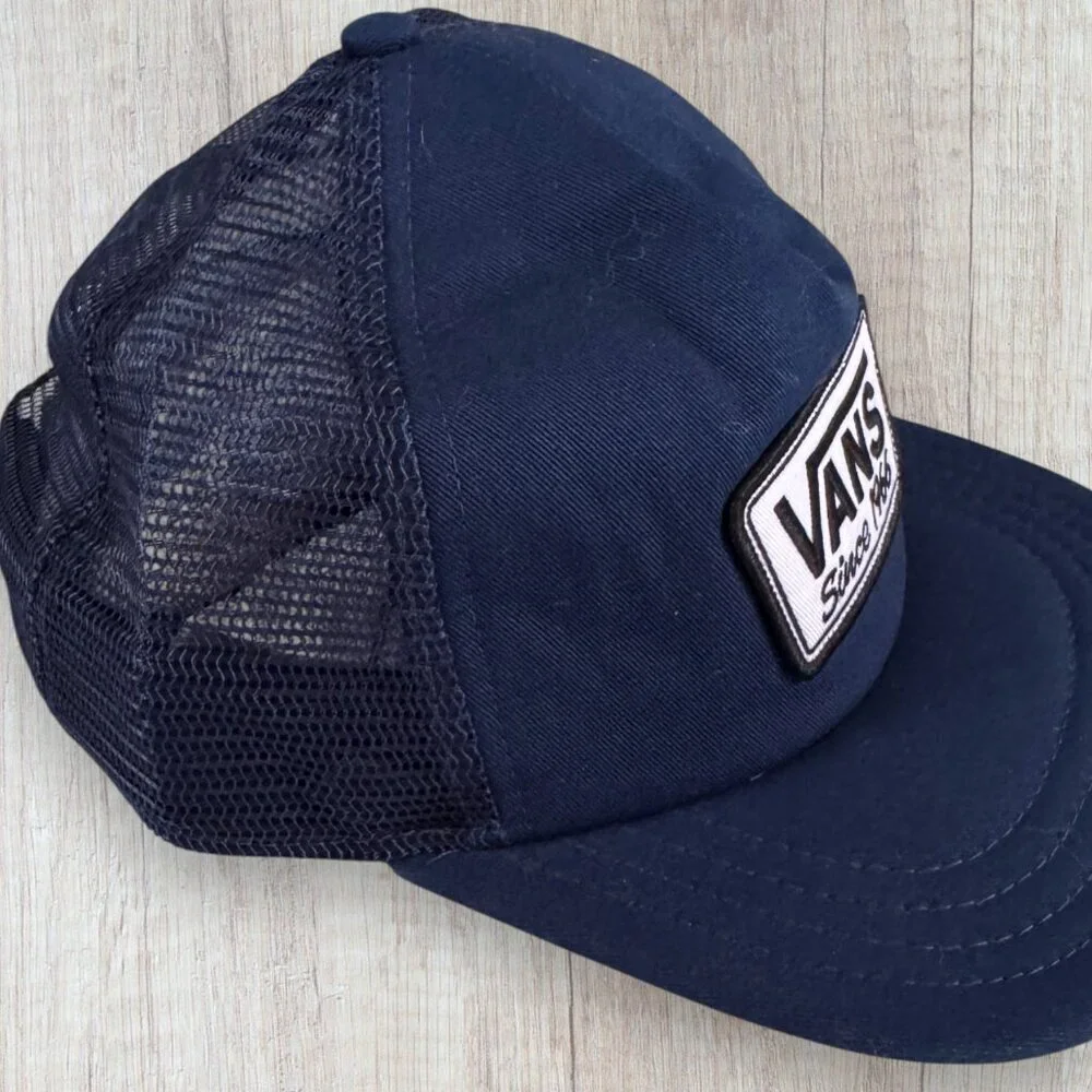 Vans Navy Mesh Trucker Hat Since 1966 Patch Adjustable Snapback Skate Surf Cap